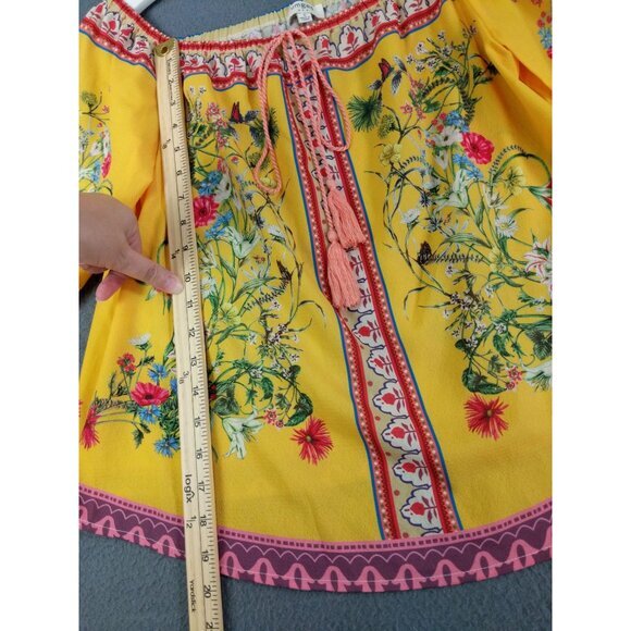 UMGEE Womens Top SZ S Can't Forget Me Off The Shoulder Bell Sleeves Floral‎ Boho - Picture 5 of 10